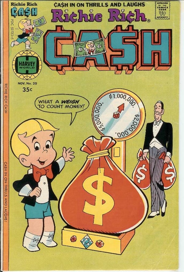 Richie Rich Cash. No. 20. Nov 1977 Harvey Gr. 8.5