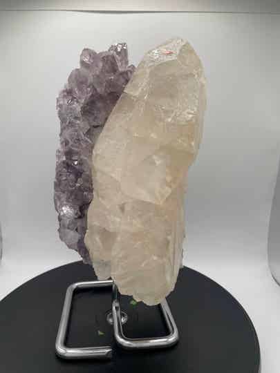Amethyst infused with Calcite Freeform on stand Stock No.612)