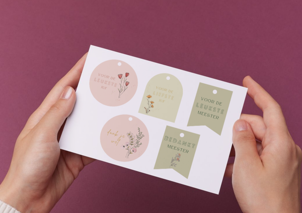 Printable - cadeaulabels juf/meester