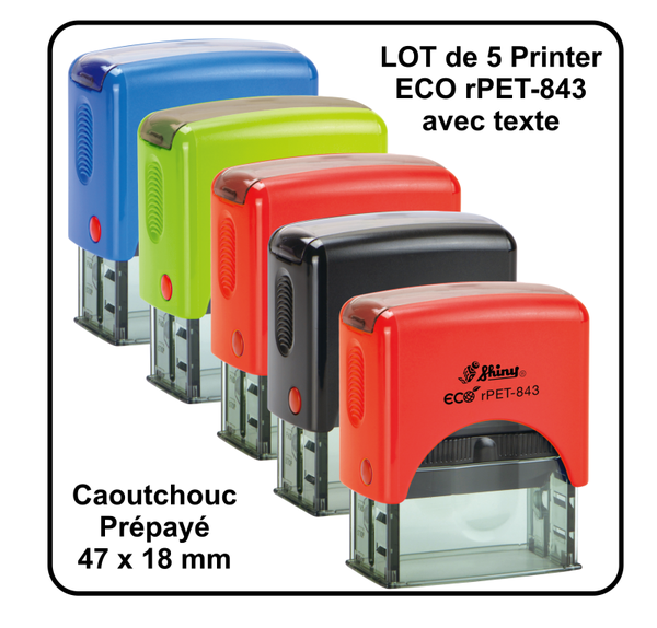 Lot de 5 "Printer ECO rPET-843 avec caoutchouc prépayé"