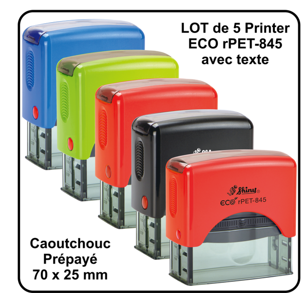 Lot de 5 "Printer ECO rPET-845 avec caoutchouc prépayé"