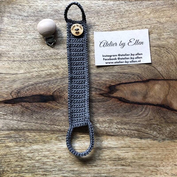 Gehaakt speenkoord #125 Titanium