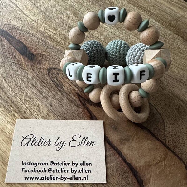 3D-bijtring (#06) Grijsgroen