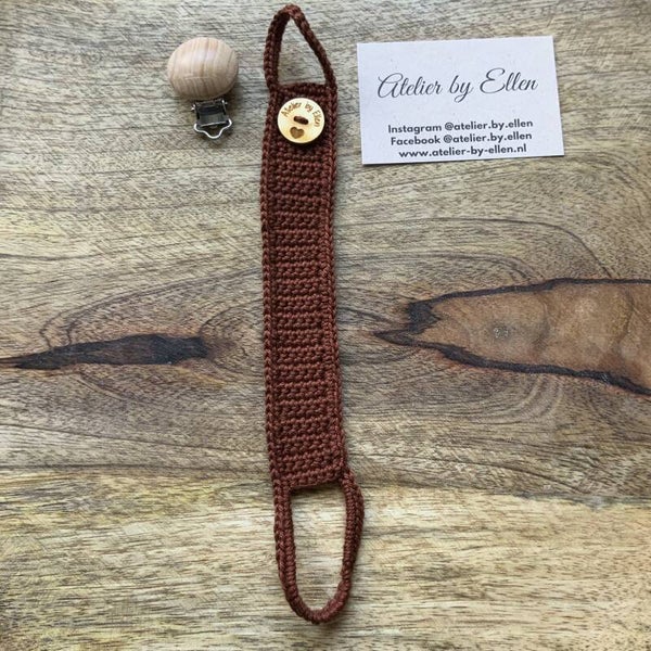 Gehaakt speenkoord  #025 Brownie