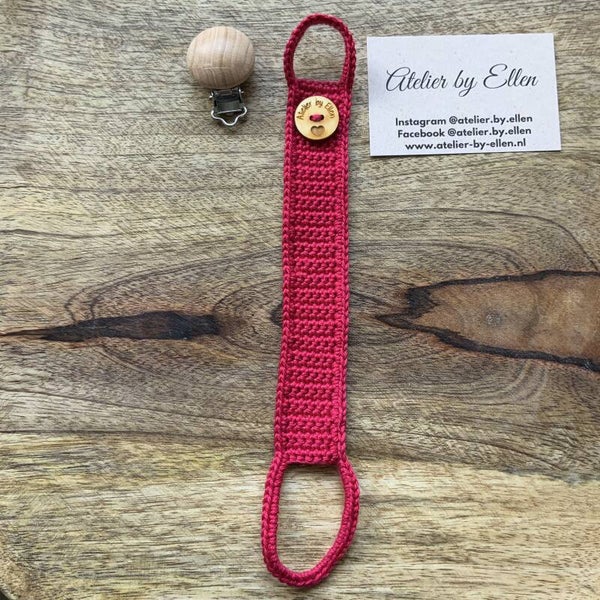 Gehaakt speenkoord #033 Raspberry