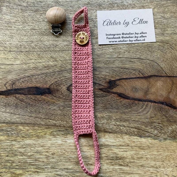 Gehaakt speenkoord #047 Old Pink