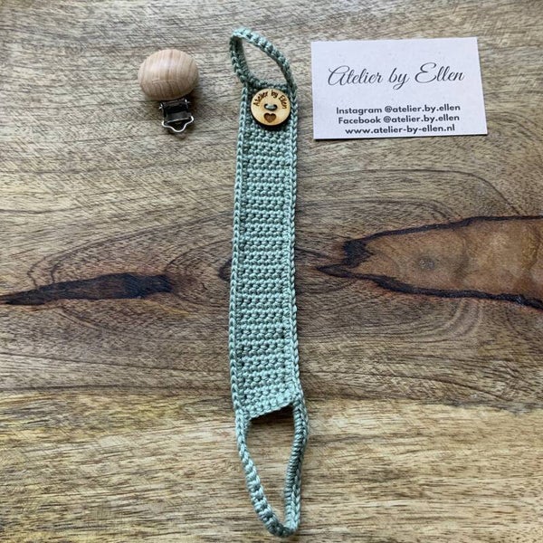 Gehaakt speenkoord  #080 Eucalyptus