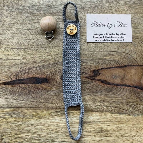 Gehaakt speenkoord  #096 Shark Grey