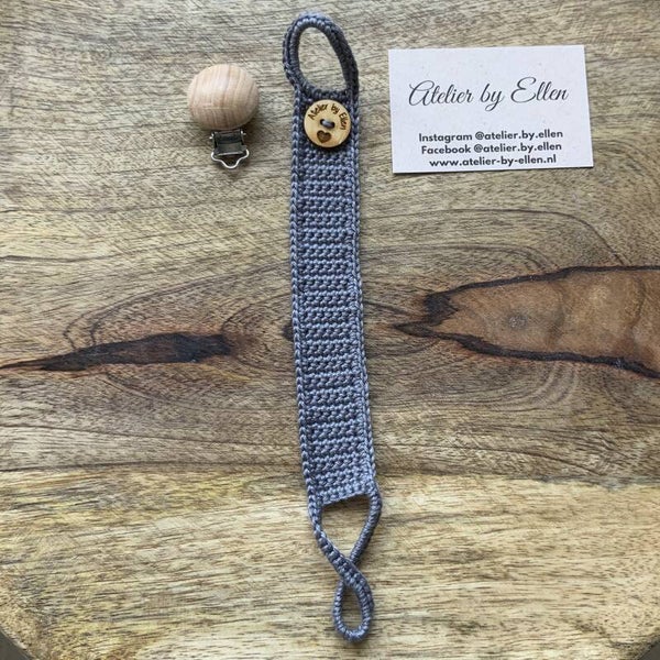 Gehaakt speenkoord  #097 Shadow