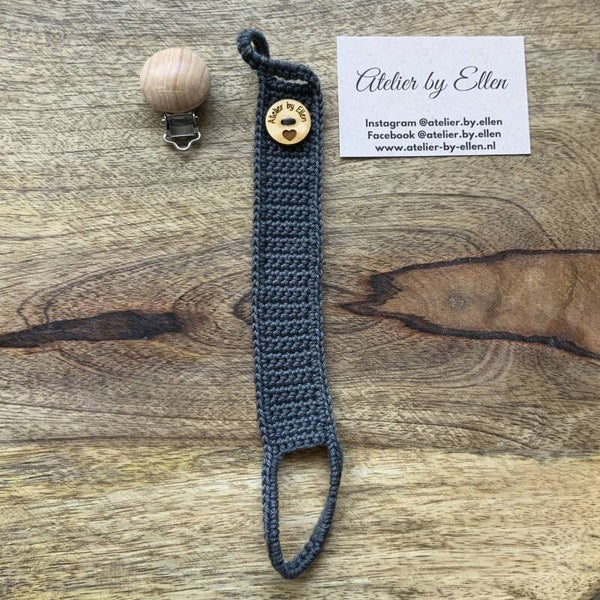 Gehaakt speenkoord  #098 Graphite