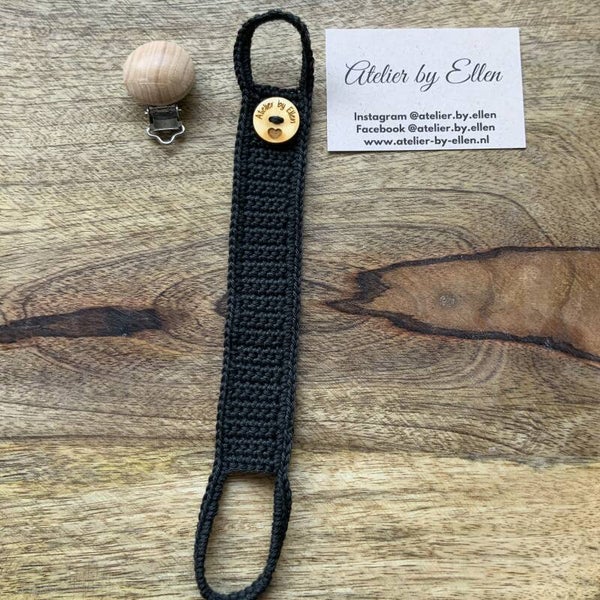 Gehaakt speenkoord  #099 Anthracite