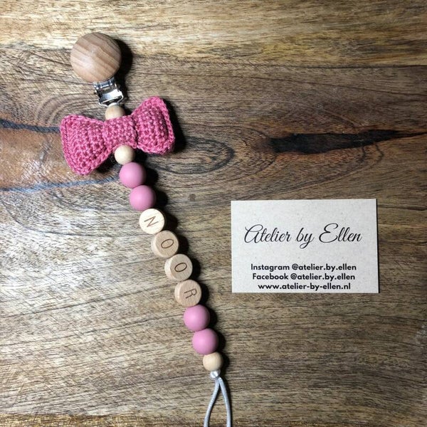 Speenkoord (met naam) #048 Antique Pink