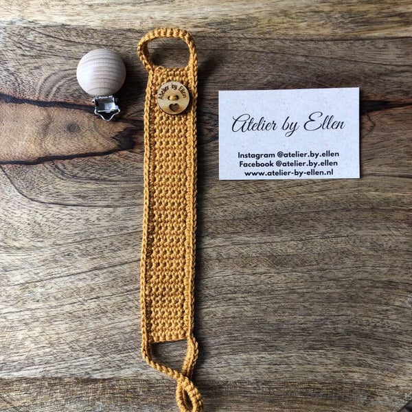 Gehaakt speenkoord  #107 Ocher