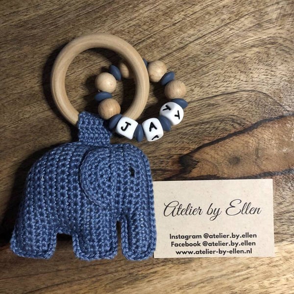 Rammelaar Olifant met naam  #061 Denim