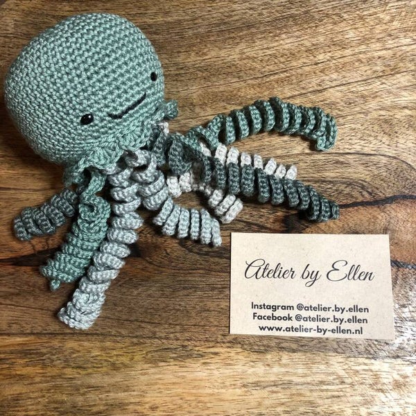 Octopus knuffel (#06) Grijsgroen