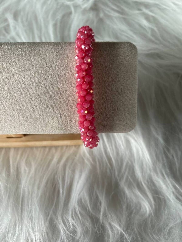 Armband facet rose red