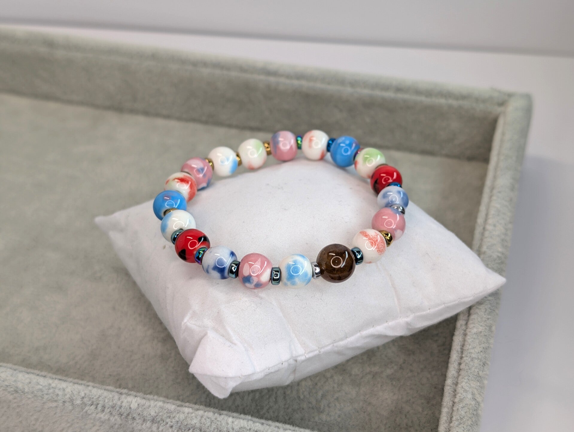炫彩手工陶瓷珠手鍊 (極光23) Handmade Porcelain bracelet (Aurora 23 Crystal)