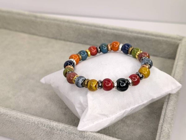 復古手工陶瓷珠手鍊 (和田玉) Handmade Porcelain bracelet (Hotan Jade)