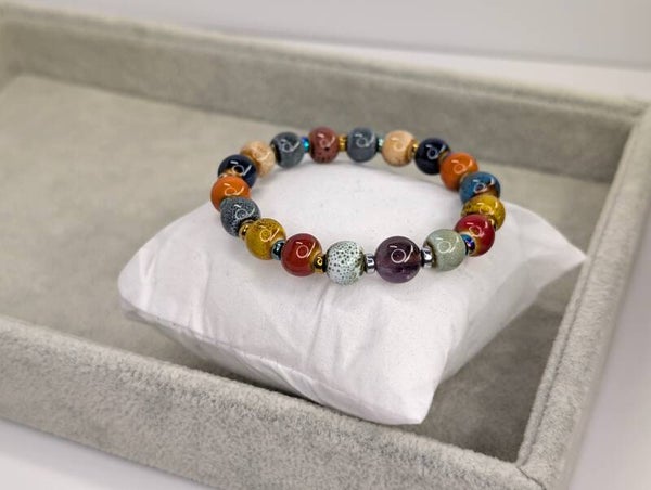 復古手工陶瓷珠手鍊 (極光23) Handmade Porcelain bracelet (Aurora 23 Crystal)
