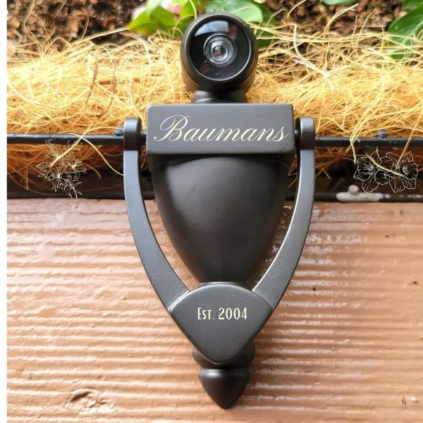 Personalized Laser Engraved Door Knocker - Custom Name & Est. Date - Elegant Home Décor Gift