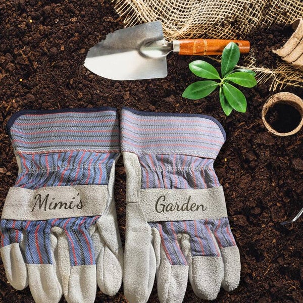 Custom Leather Garden Gloves – Personalized Engraved Name – Terrain Gloves, Hand Protect Gloves, Gift for Gardener & Plant Lovers