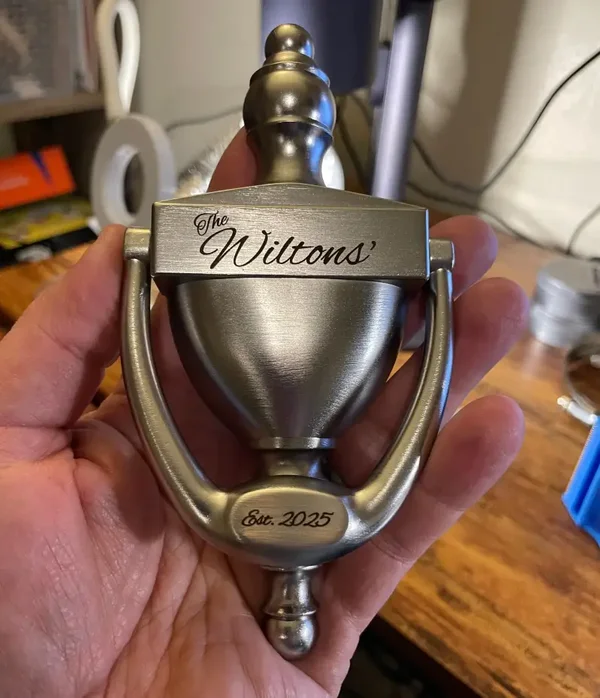 Personalized Laser Engraved Door Knocker - Custom Name & Est. Date - Elegant Home Décor Gift
