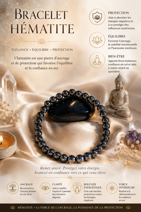 BRACELET BOULE 06MM HÉMATITE