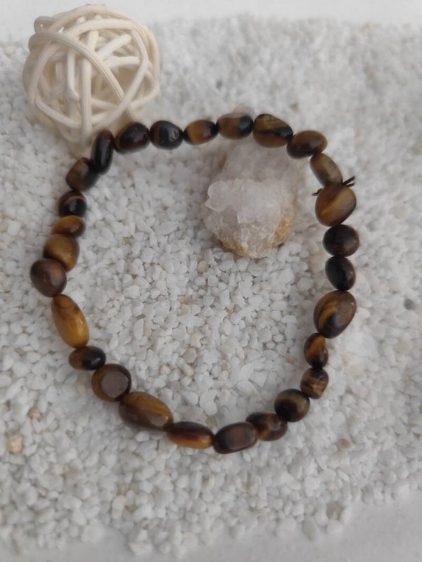 Bracelet pierres roulées naturelles oeil de tigre
