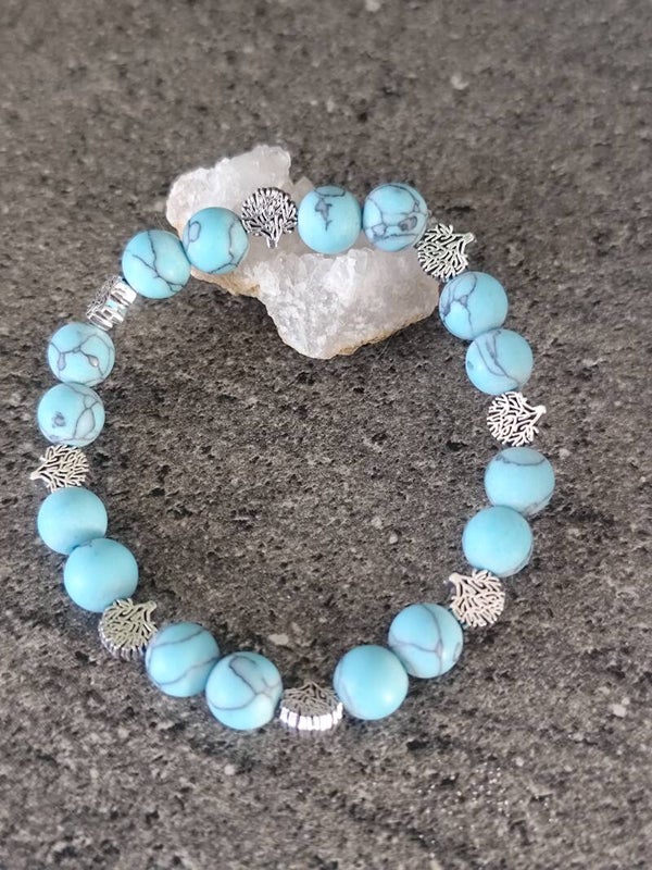 Bracelet perles turquoise 🩵  8 mm – Arbre de vie