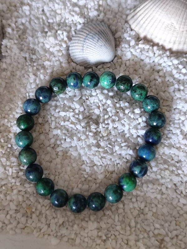 Bracelet en azurite-malachite naturelle – perles 8 mm