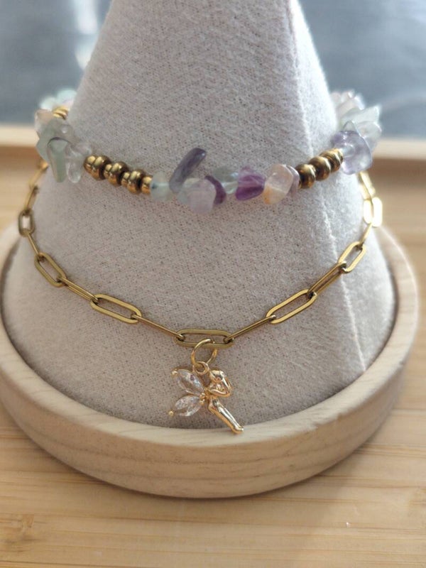 Bracelet féerique en fluorine multicolore