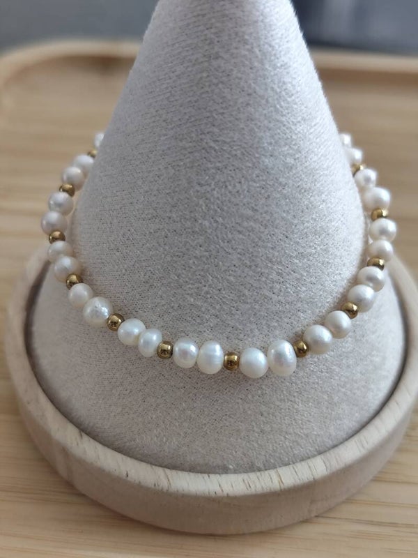 Bracelet en perles d'eau douce naturelle 4 mm