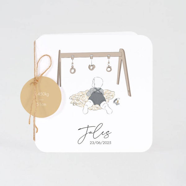 Faire-Part Naissance Garçon Médaillon Kraft