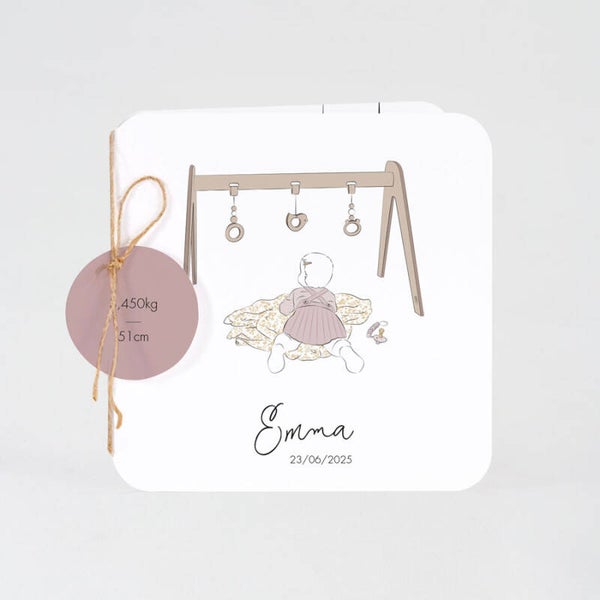 Faire-Part Naissance Fille Élegance Rose