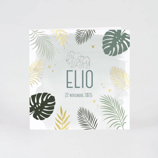 Faire-Part Naissance Éléphant Tropical Élégant