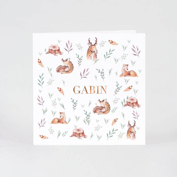 Faire-Part Naissance Cerf avec Dorure Élégante