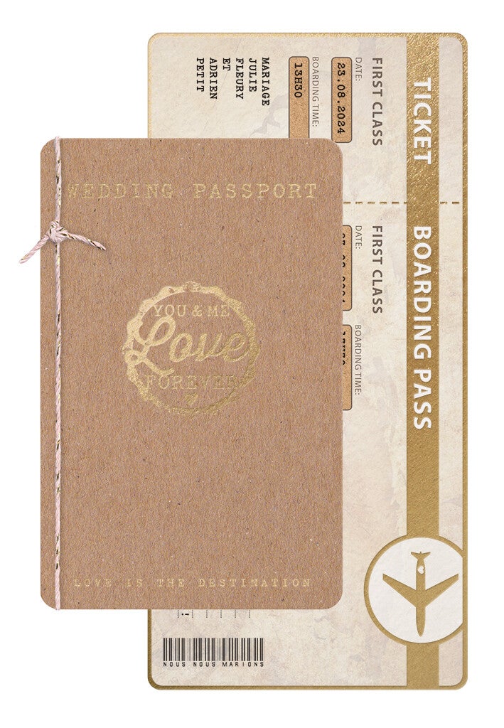 Faire-part Mariage Passeport Voyage Original