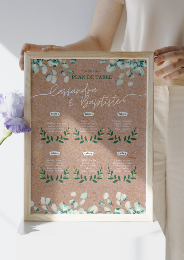 Plan de Table champêtre Kraft et Eucalyptus