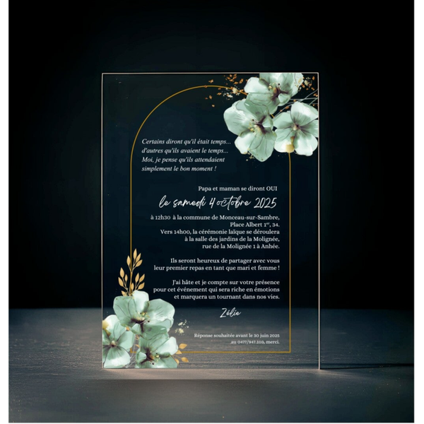 Invitation Plexiglas fleur de lotus