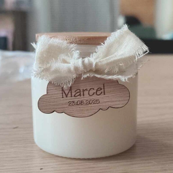 Étiquette cadeau nuage en bois