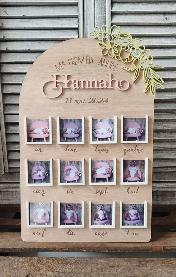 Panneau Souvenirs "ma première année" en Bois