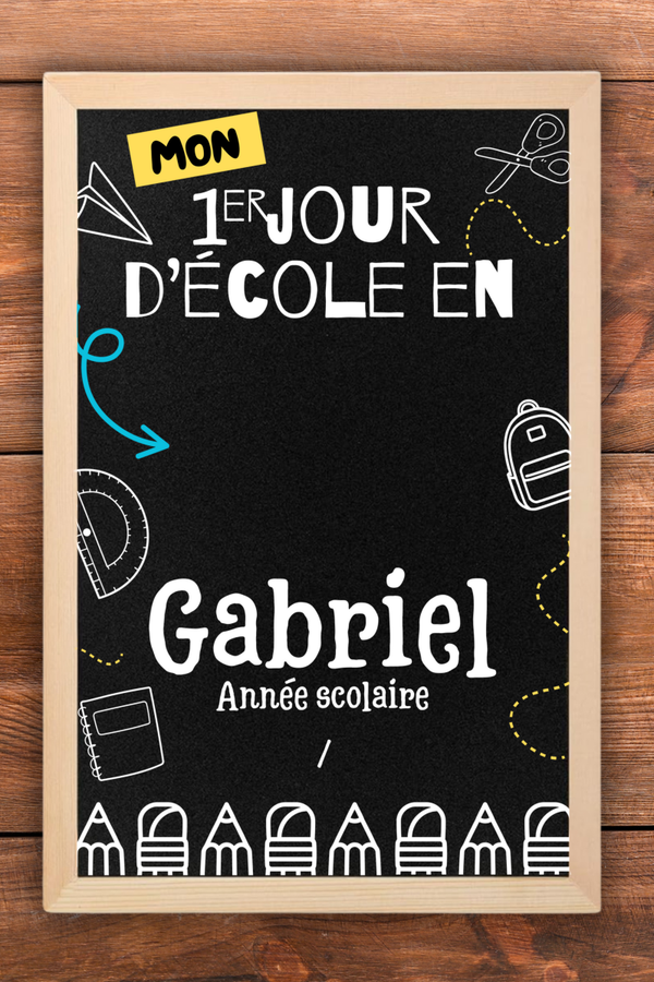 Tableau Personnalisable "Mon Premier Jour d'École"