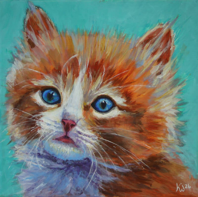 Missen - akryl på lærred 25x25cm  1.000 kr.