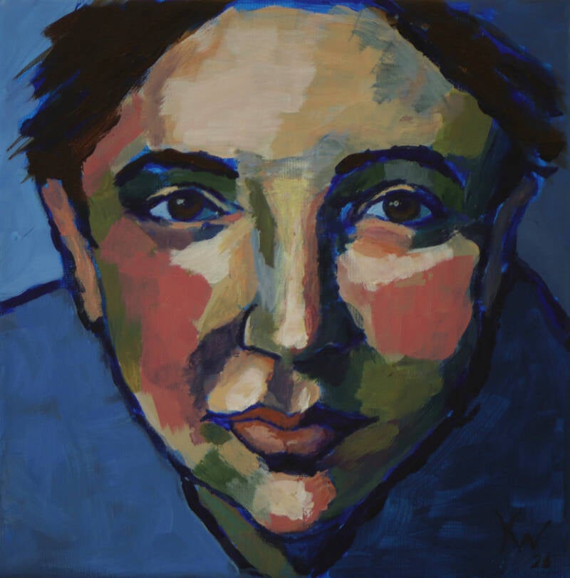 Portræt - akryl på lærred  20x20cm  1.000 kr.