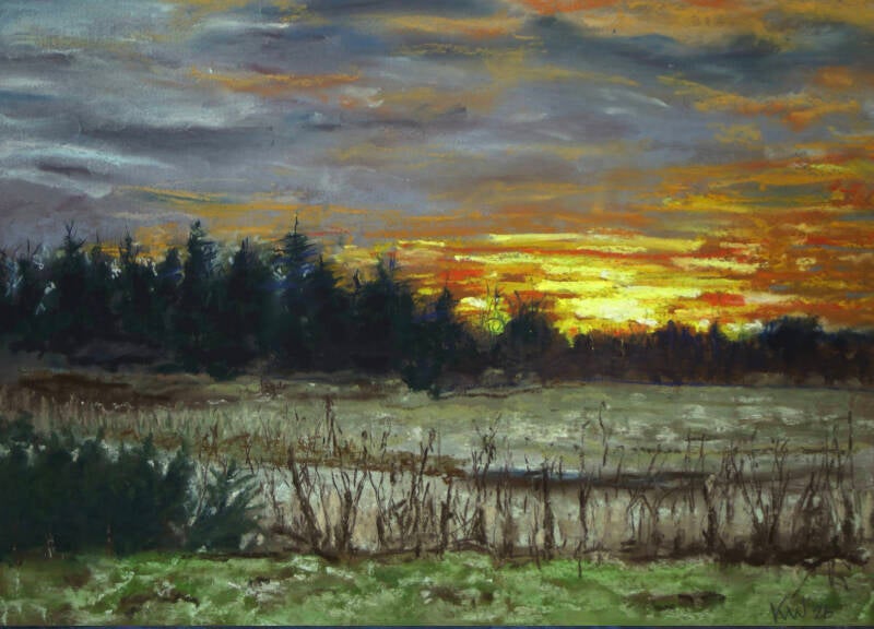 Solnedgang i Rørvig - 40x30cm indrammet  1.700 kr.