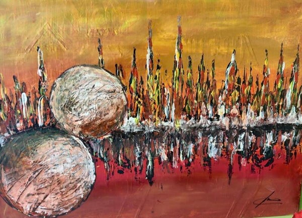 Codice AAA/13 Insambul two balls ORANGE 60 x 80