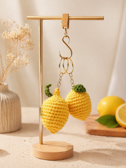 Handgehäkelter Zitronen - Schlüsselanhänger 🍋