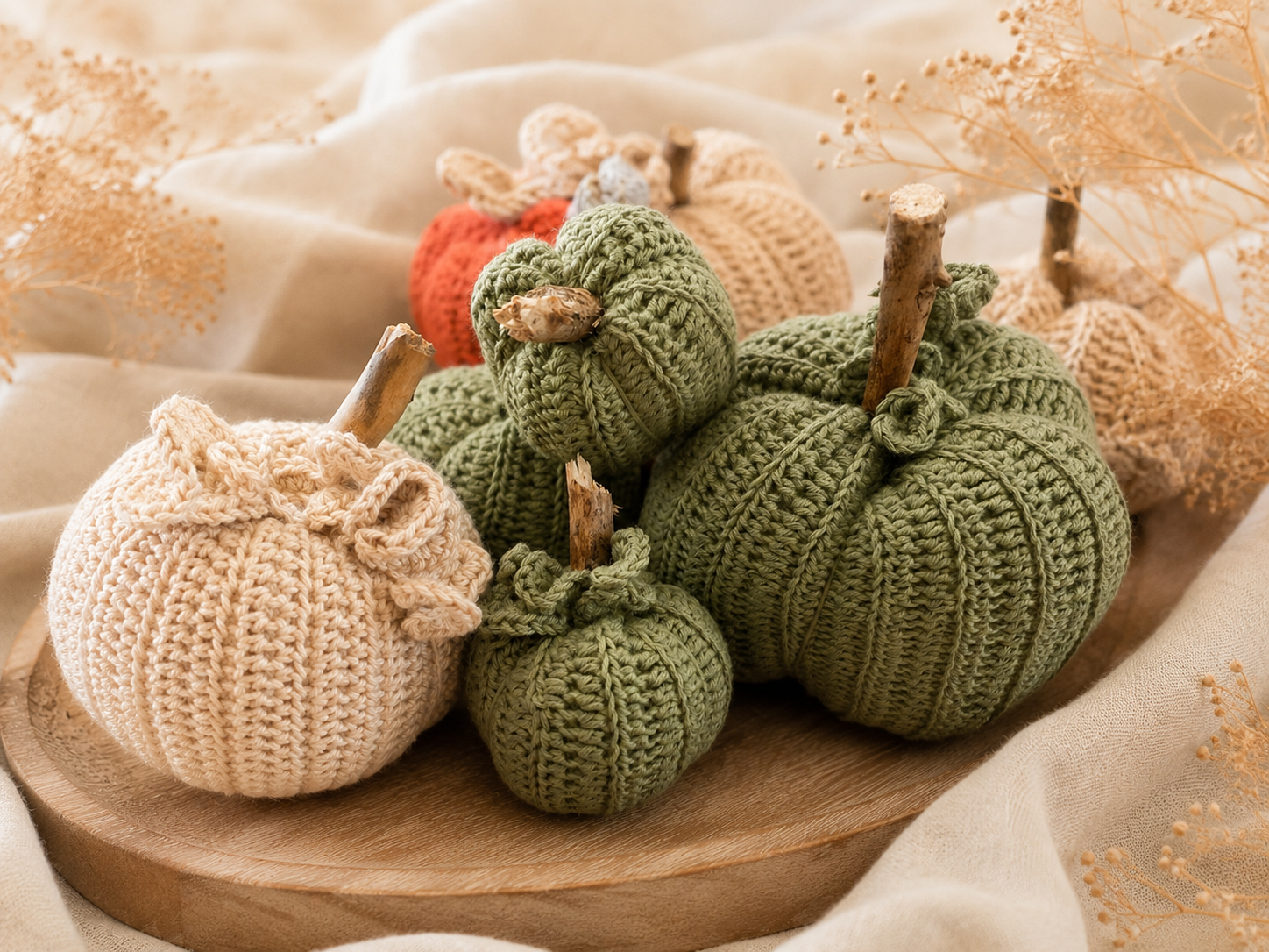 Herbstliebe zum Hinstellen – Gehäkelte Kürbisse in 3 Größen + Sparset