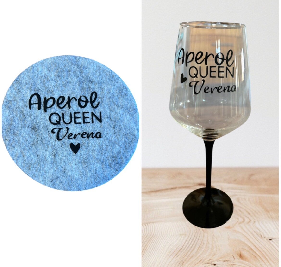 Geschenkset Glas mit Untersetzer Aperol Queen