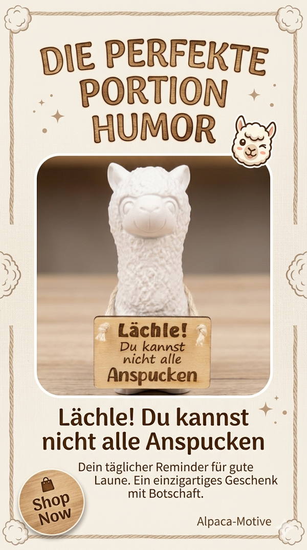 Deko-Alpaka „Lächle…“